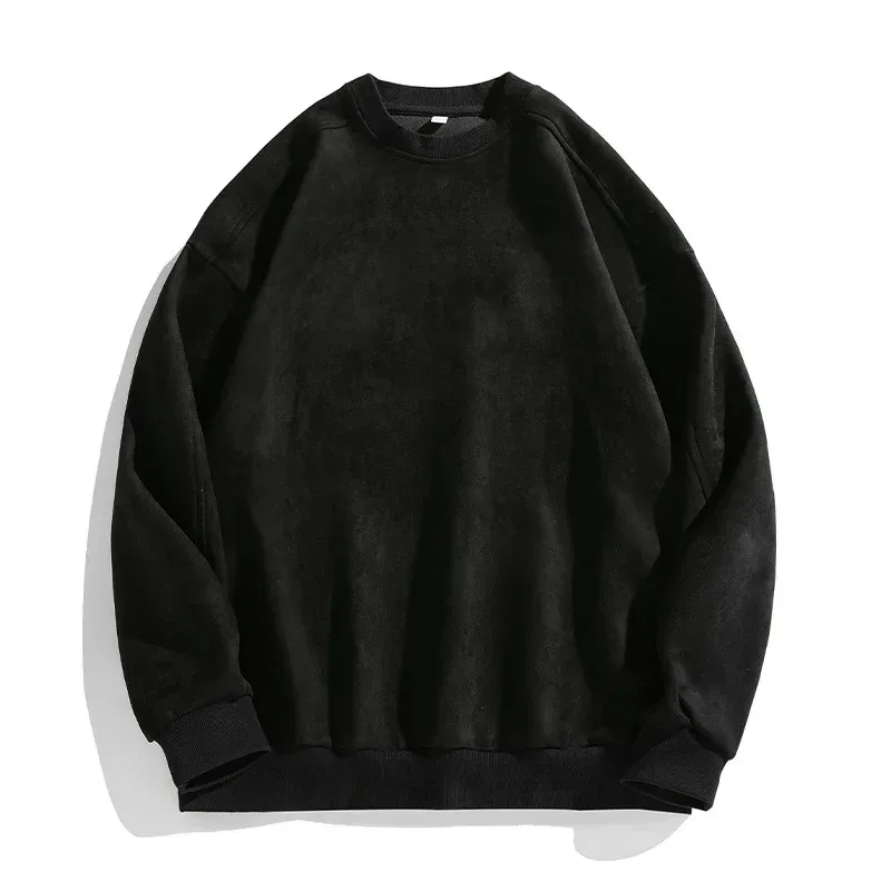 Jenama Ungu Sweatshirt Mans Suede O Leher Musim Gugur Musim Sejuk Longgar Baju Sweatshirt Lelaki Kasual Lengan Panjang 2026 Top Lelaki Baharu — image 1