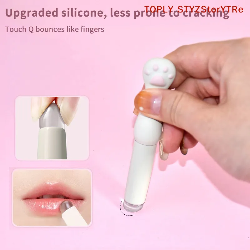 Silikonowy pędzel do ust z osłoną kątowe pędzle do korektora balsam do ust błyszczyk do ust kątowe pędzle do korektora łapa kota pędzle do makijażu — image 1