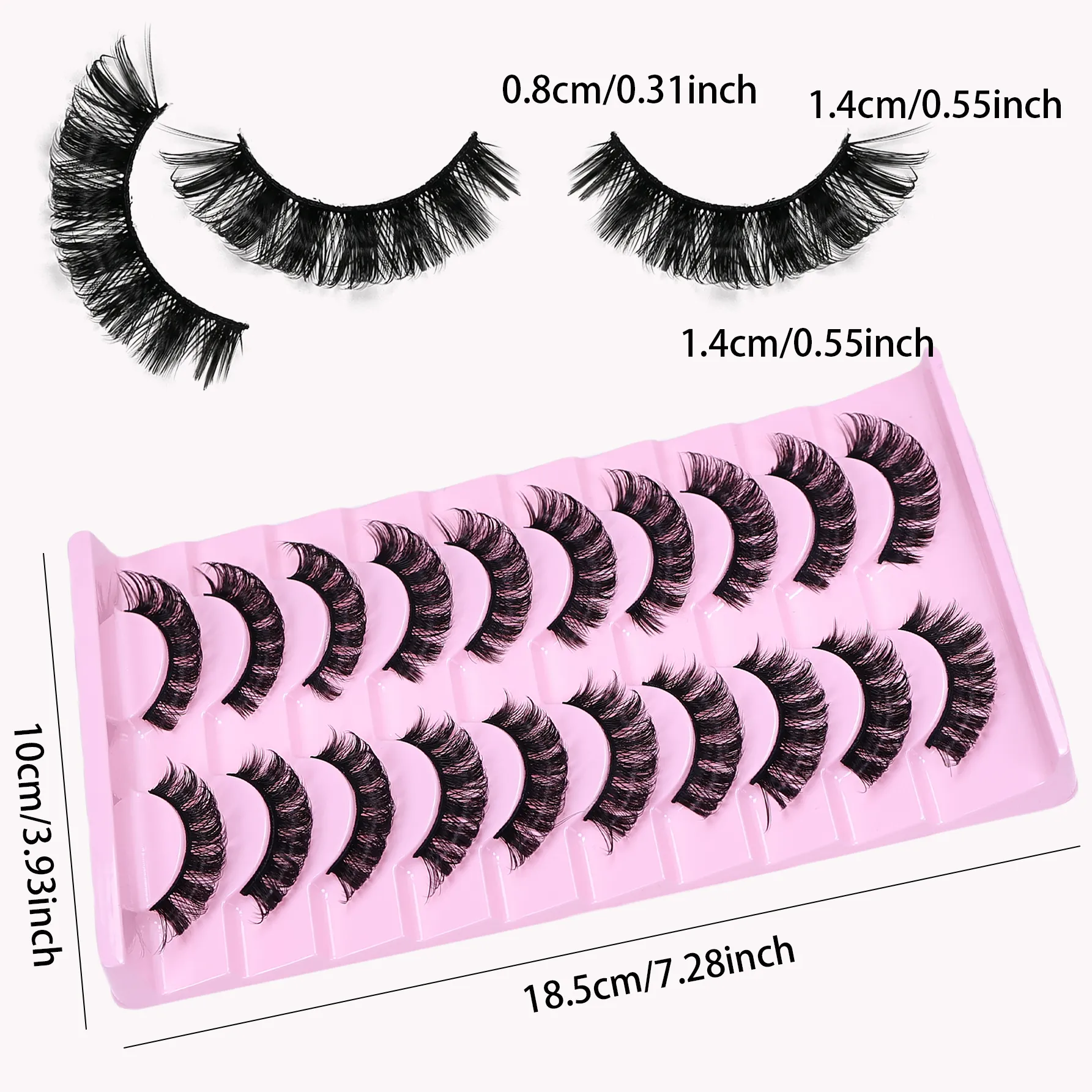 10 Pairs DD Curl Lashes Fluffy Volume Faux Mink False Eyelashes Dramatic Messy Fake Lashes Reusable For Women Eye Makeup — image 4