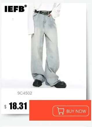 American Style Men's Jeans Solid Color Multi Pockets Casual Worn-out Trousers Deconstruction Wide Leg Denim Pants 9W4066