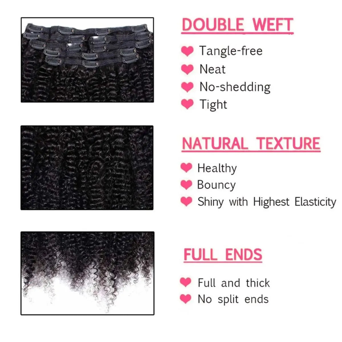 Afro Kinky Curly Clip In Hair Extensions 120G 8Pcs/Set Full Head Natural Black Hair Brazilian Curly 100% Unprocessed Human Hair