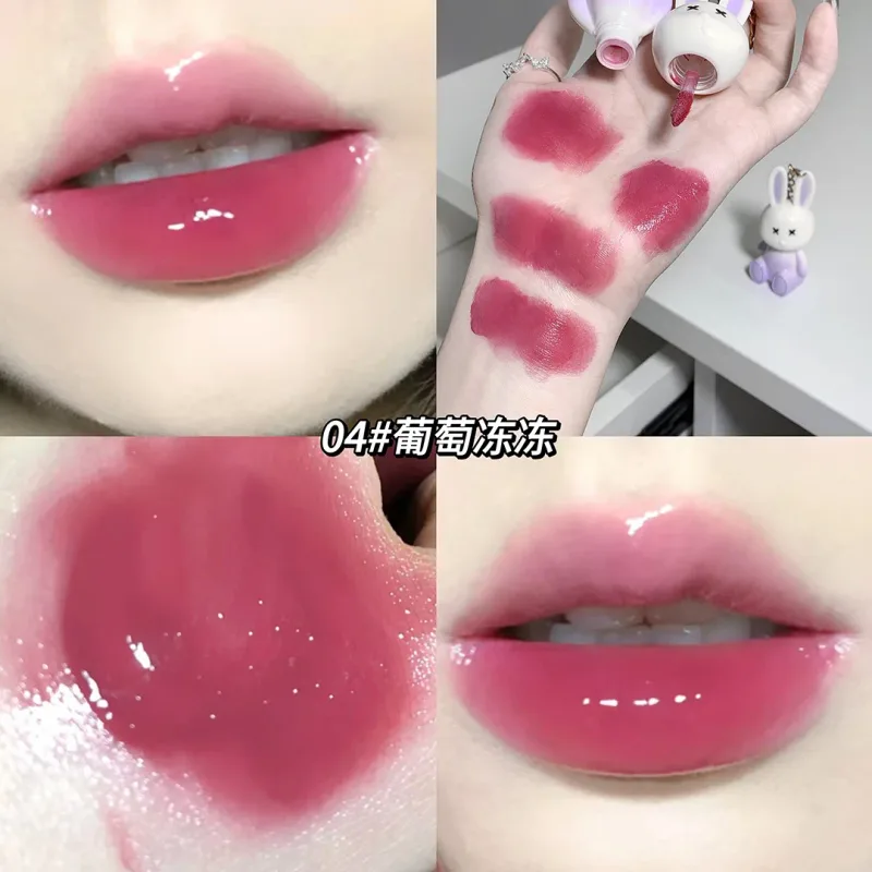 Cute Rabbit Mirror Lip Glaze Keychain Lipstick Waterproof Lip Gloss Long Lasting Non-stick Cup Women Lip Glaze Cosmetic 6 Colors — image 7