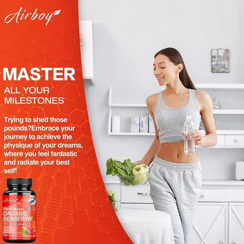 Berberine Capsules - Supports Cardiovascular Health Immune Function Metabolism and Healthy Weight Management