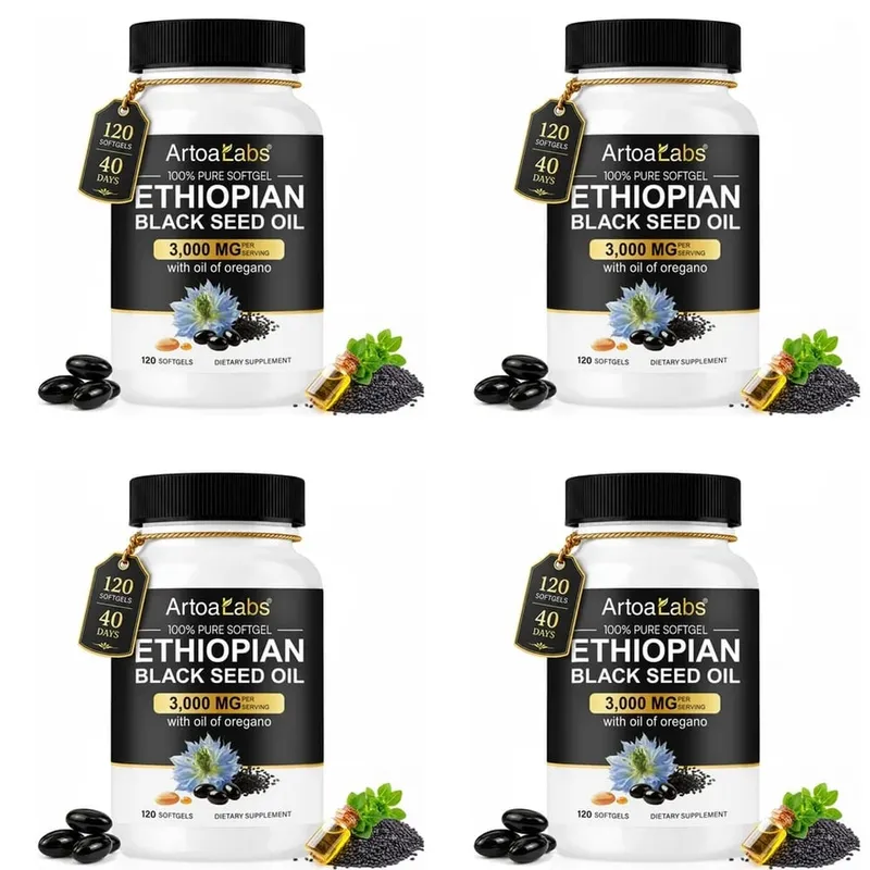 Ethiopian Black Seed Oil 3000mg Softgels with Oil of Oregano Supports Immune Health Digestive Balance & Daily Vitality 120 Count