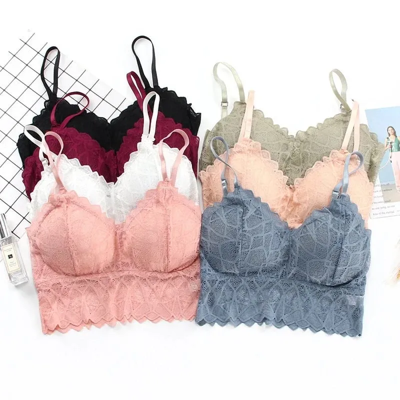 Women's Bra Set Sexy Beauty Back Tops Lace Push-up Bras and Panty Sets Wire Free Lingerie Solid Padded Intimates Underwear — image 3