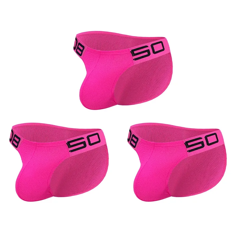 Herren-Slip aus Nylon-Mischgewebe, atmungsaktiv, Horn, Spleiß, Buchstabenprägung, breiter elastischer Bund, fluoreszierende Farbe, sexy Unterwäsche
