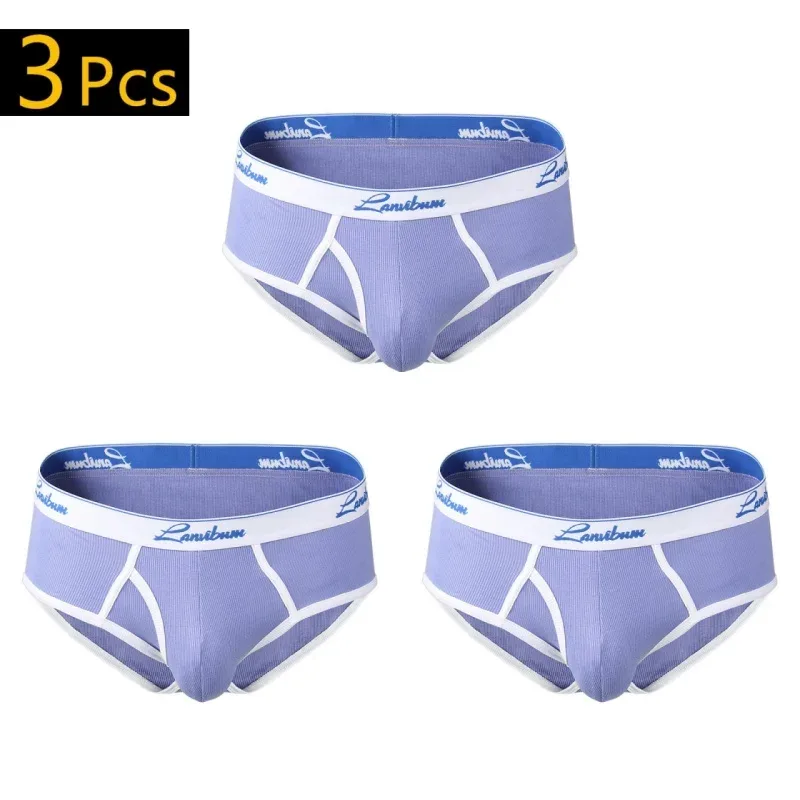 1/3 PCS New Men's Underwear Mid Waist Thread Cotton Breathable Solid Color Youth Underwear Men's Triangle Pants — image 16