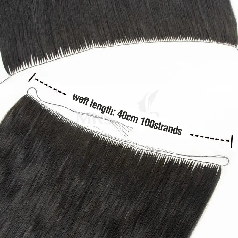 Feather Hair Bundles Extensions Natural Fish Line Human Hair Non-Remy Invisible Micro Rings Hair Extension Weft 100 Strands