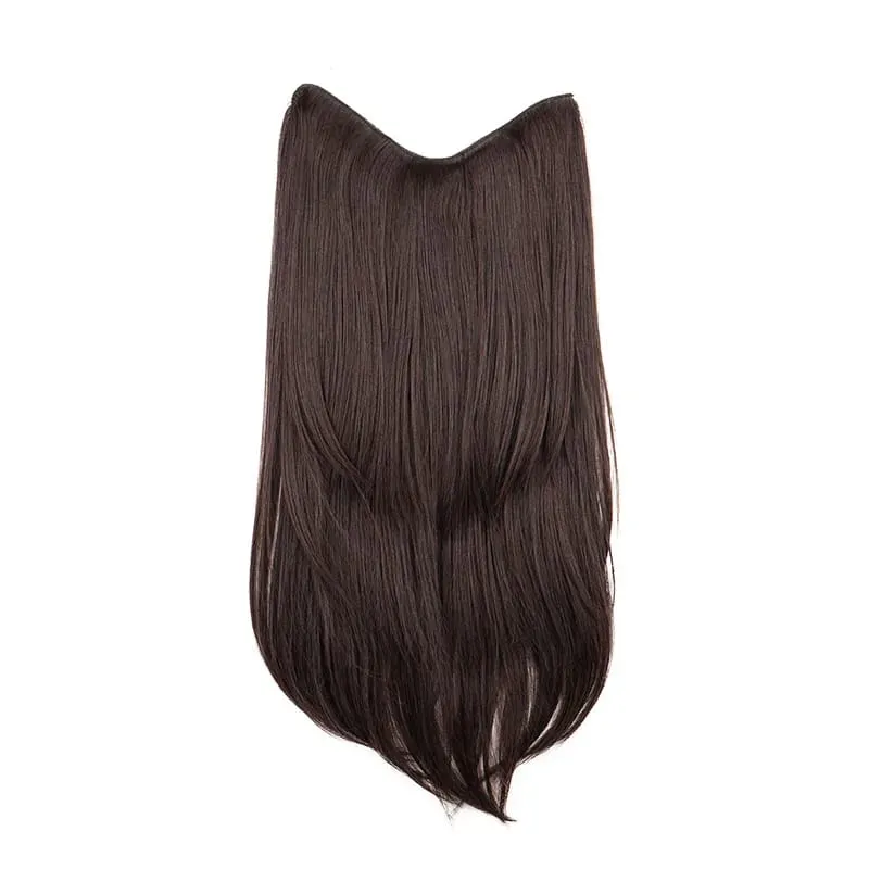 22Inch Synthetic Long Micro Curly Layered Hair Extension Patch Natural Looking Invisible One Piece Wig for Women