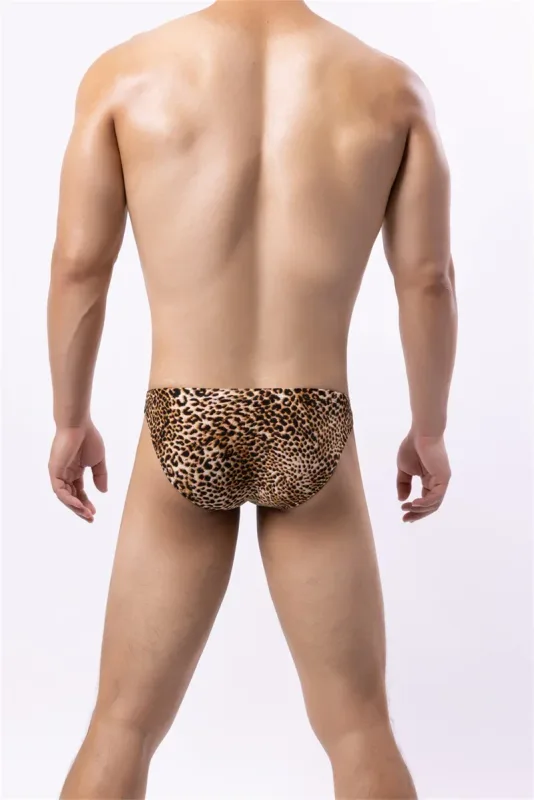 Sexy Men's Briefs Underwear Leopard Pattern Low Waist Soft Slip Briefs Lingerie Underpants Pouch Tangas Sexis De Hombre