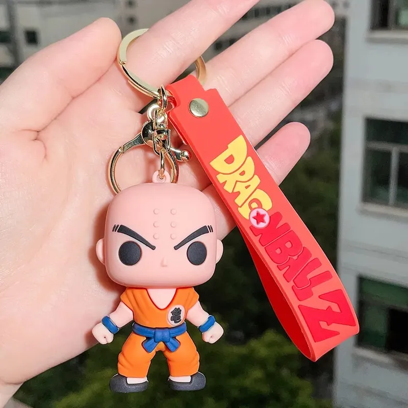 Anime Dragon Ball Keychain PVC Cartoon Cartoon Figure Trunks Son Goku Piccolo Buu Vegeta Figures Key Chain Keyring Bag Decor