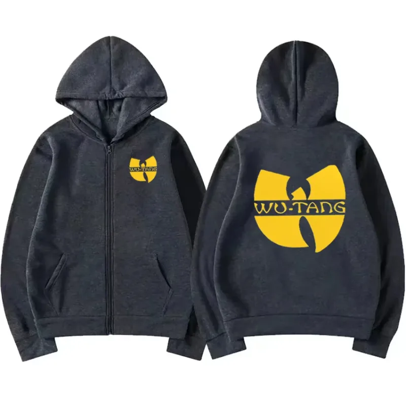 Hip hop années 90 wu clan t-tangs gráficos hoodie masculino feminino punk zip up jaqueta de manga longa velo casaco gótico solto streetwear