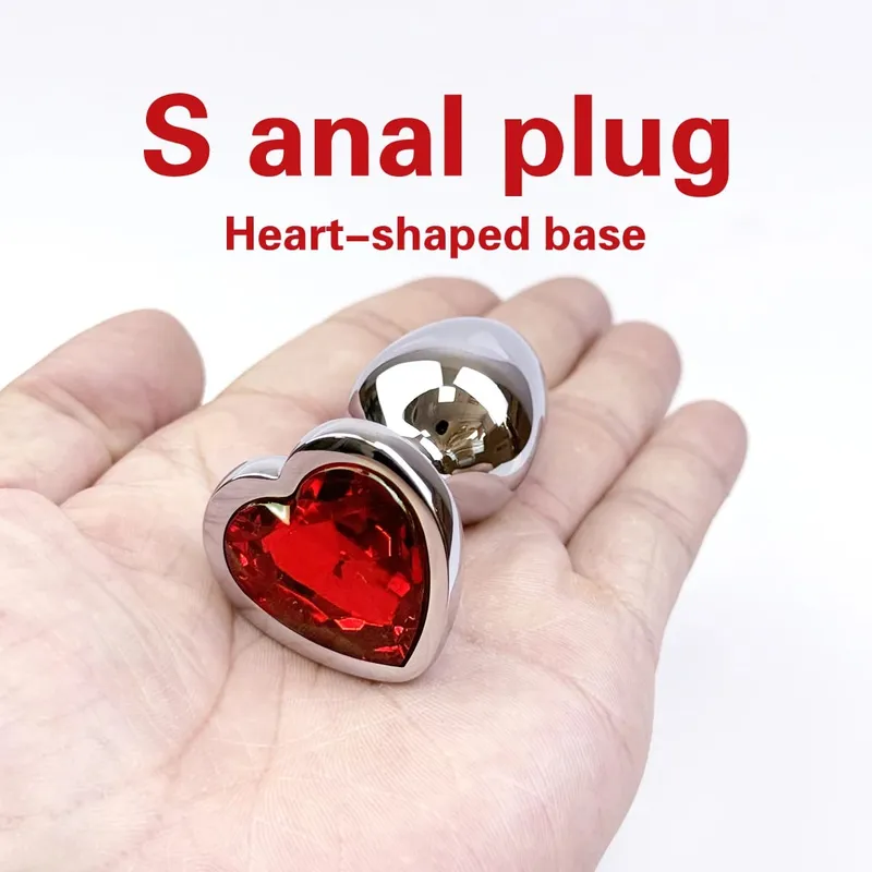 Heart-shaped metal anal plug Beginner's anal plug Anal massage dilator Adult couples sex toy Masturbation stimulation tool
