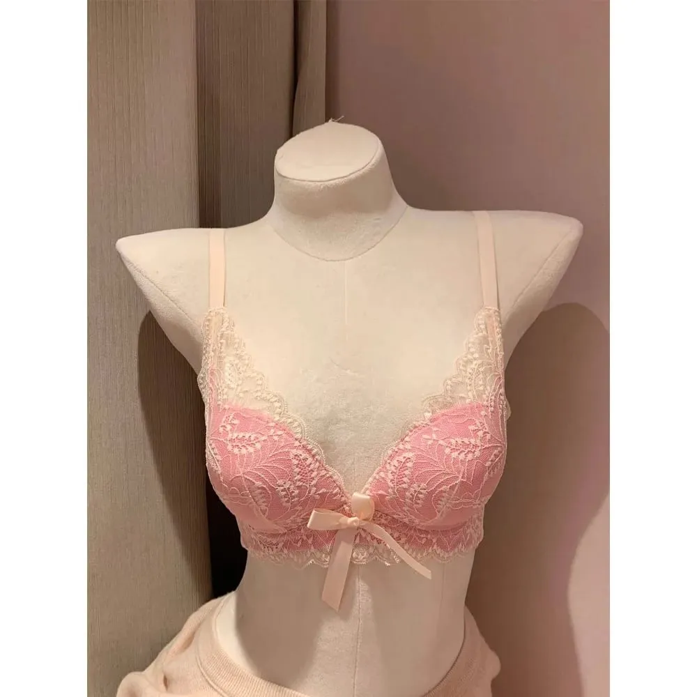 Hot Selling Wireless Lace Bra Women Small Bust Thick Padded Push Up Lift Anti Sag Side Support Sexy Lingerie 32‑38 AB