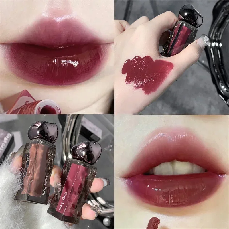 Transparent Water Glossy Orange Lip Gloss Red Mirror Jelly Liquid Lipsticks Moisturizing Long-lasting Lip Tint Stain Cosmetics