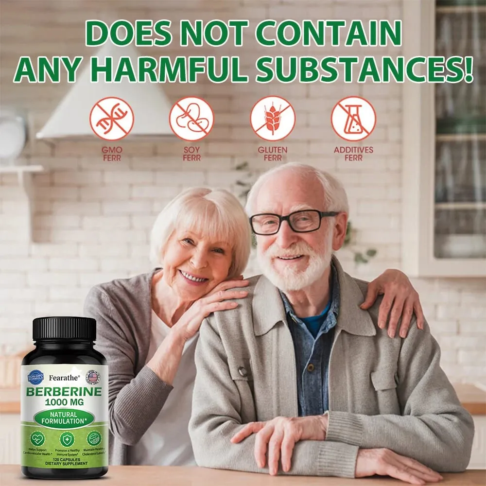 Berberine Supplement 1000 mg - Supports Heart Health Immune System GI Health Cholesterol - Gluten Free Dairy Free