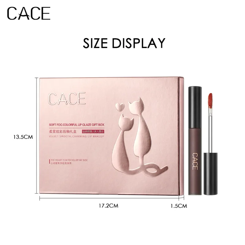 4 Pcs Matte Liquid Lipstick Makeup Sets Sexy Red Lipgloss Tint Lasting Waterproof Lip Stain Gloss Cosmetics With Necklace