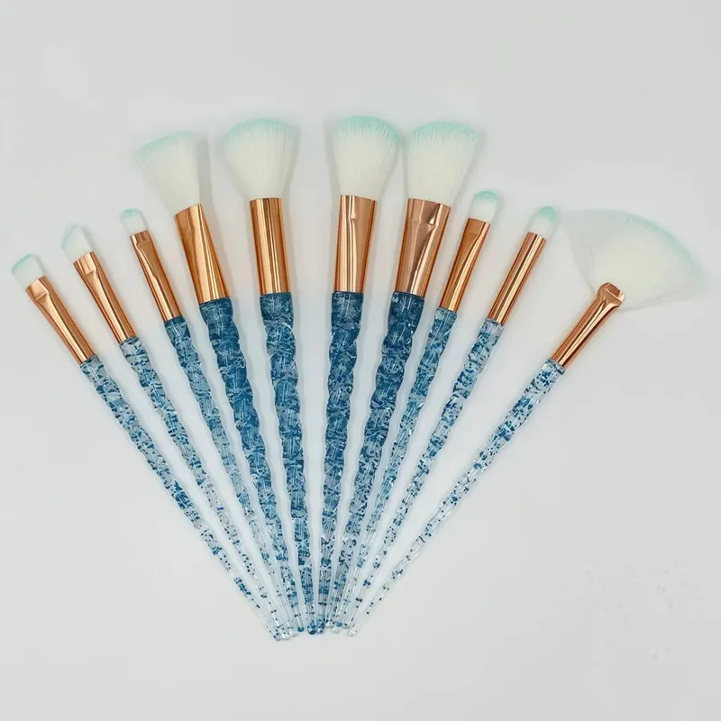 Colorful 10-Piece Makeup Brush Set Crystal Handle Concealer Brushes Beauty Health Cosmetic Tools Make Up Tools