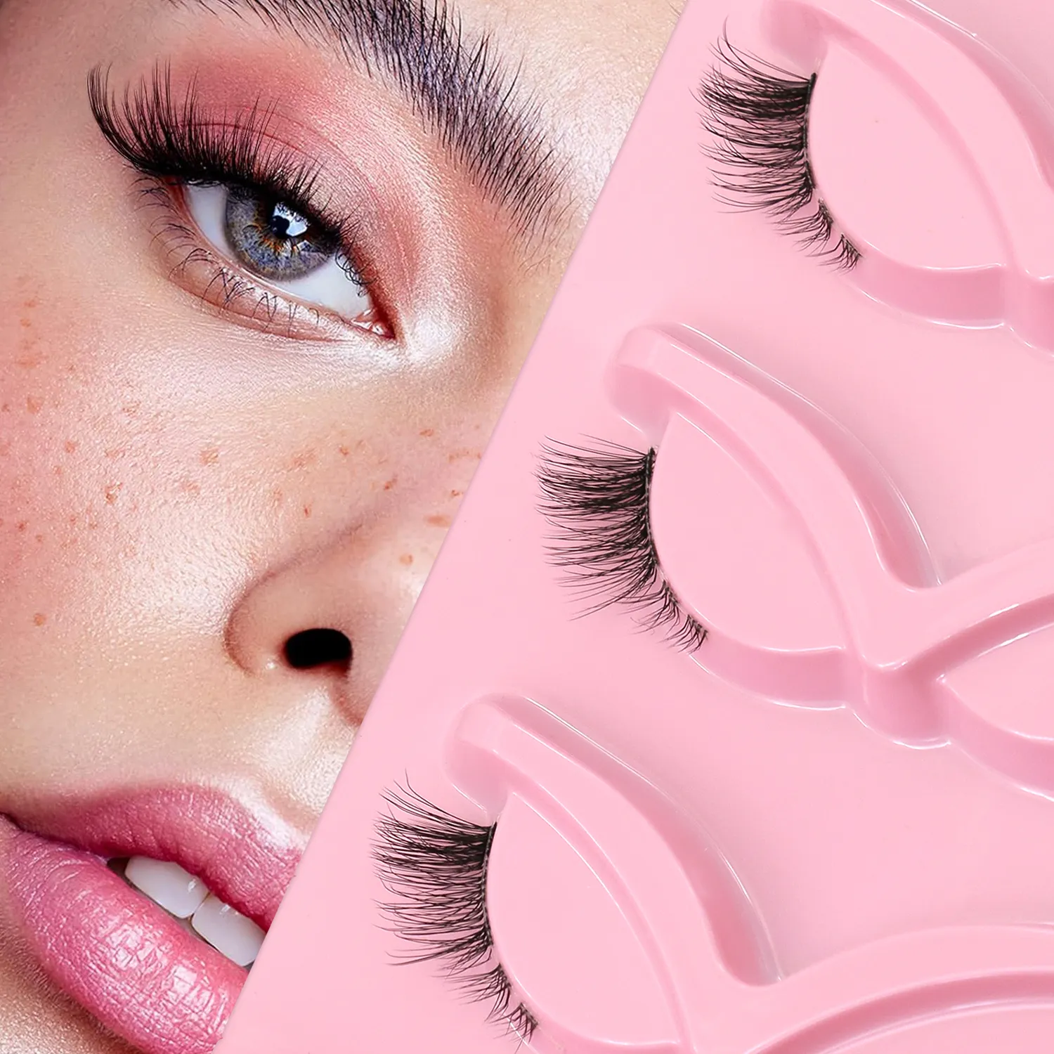 Halve vipper Cat Eye øjenvipper Naturligt udseende Piskede falske vipper Faux Mink vipper Klart bånd Naturlig falske vipper Makeup — image 2