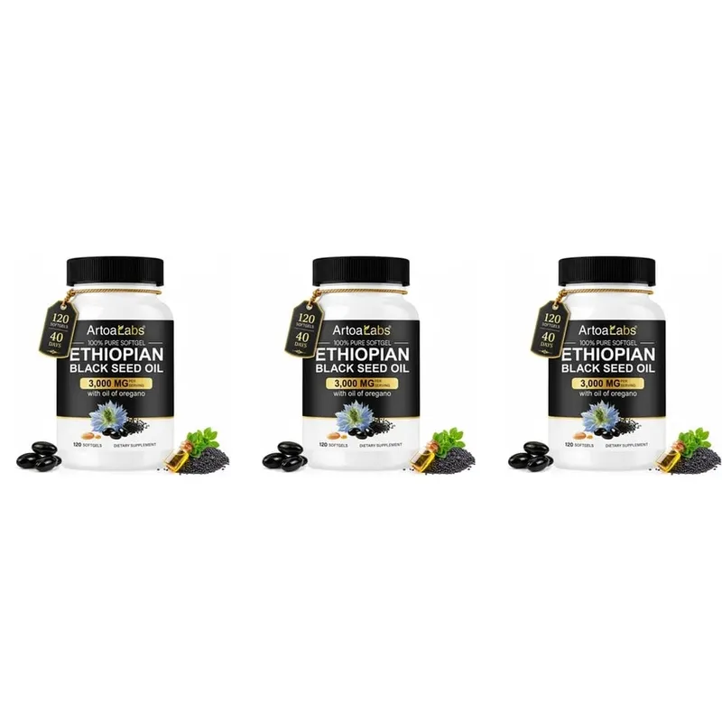 Ethiopian Black Seed Oil 3000mg Softgels with Oil of Oregano Supports Immune Health Digestive Balance & Daily Vitality 120 Count