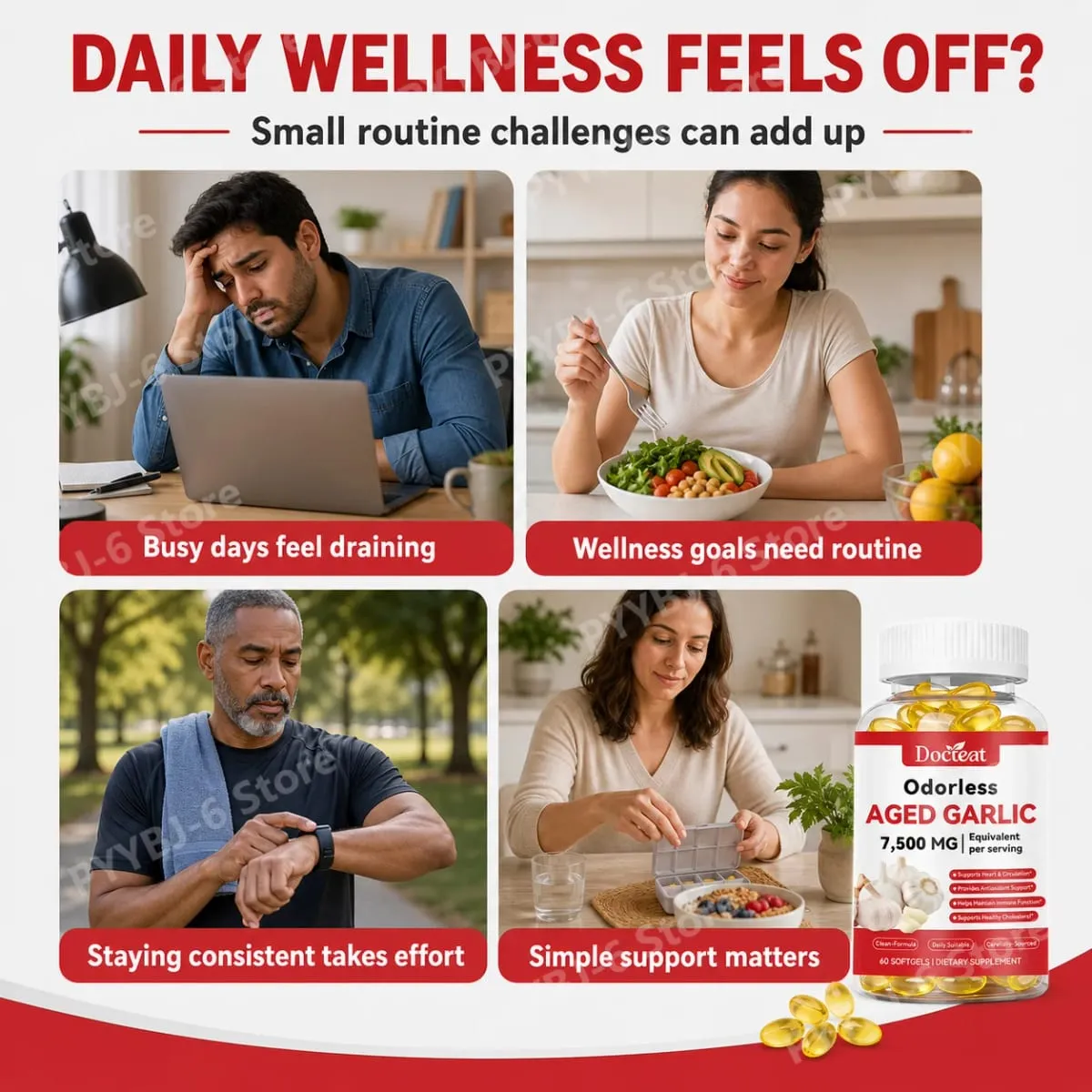 Odorless Aged Garlic Extract 7500mg Equivalent 60 Softgels - Immune Support Heart Health Antioxidant Supplement for Adults