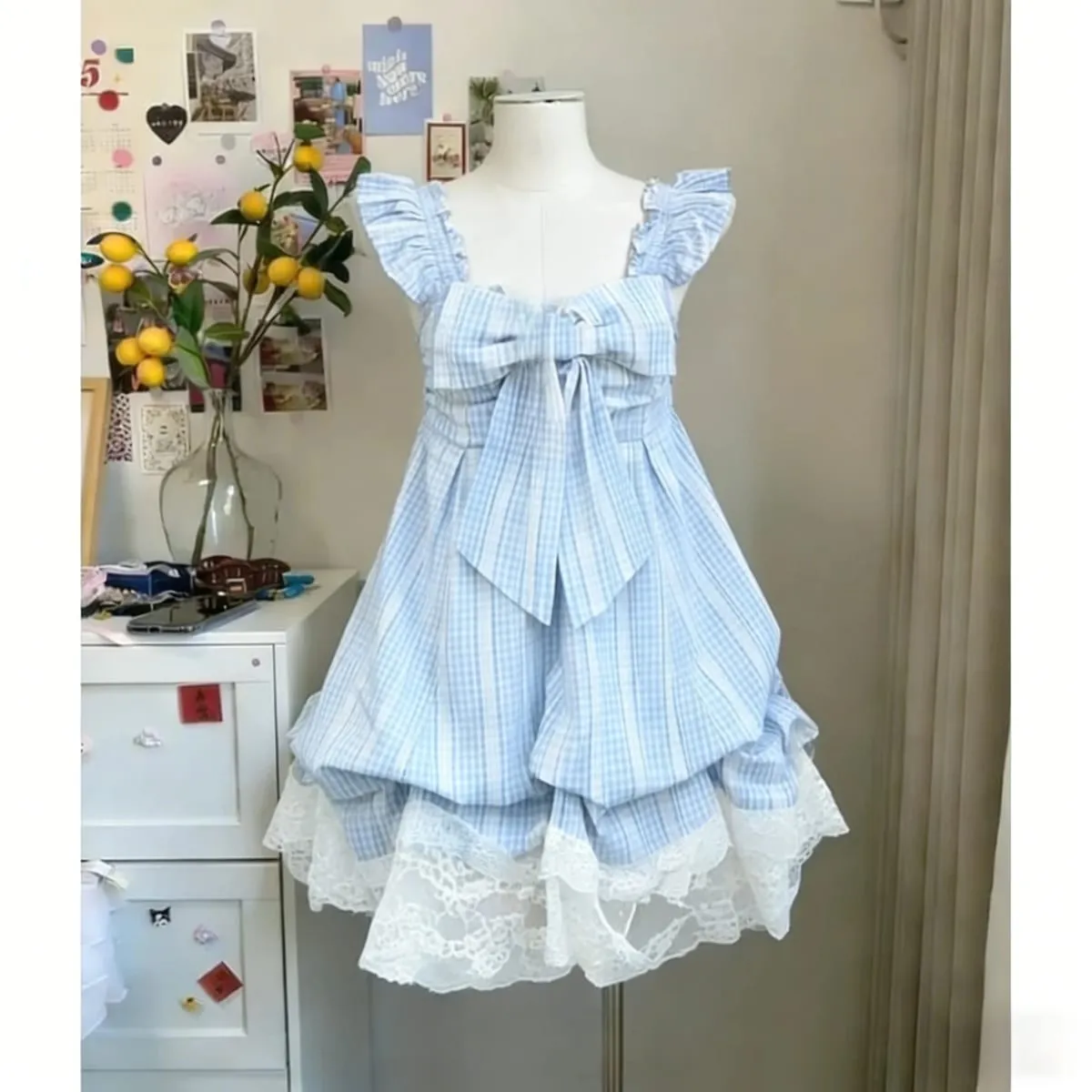 2026 Vrouw Japanse Zoete Kant Bloem Y2k Esthetische Bandage Grunge Jurken Harajuku Mouwloze Patchwork Vintage Jurk Chic