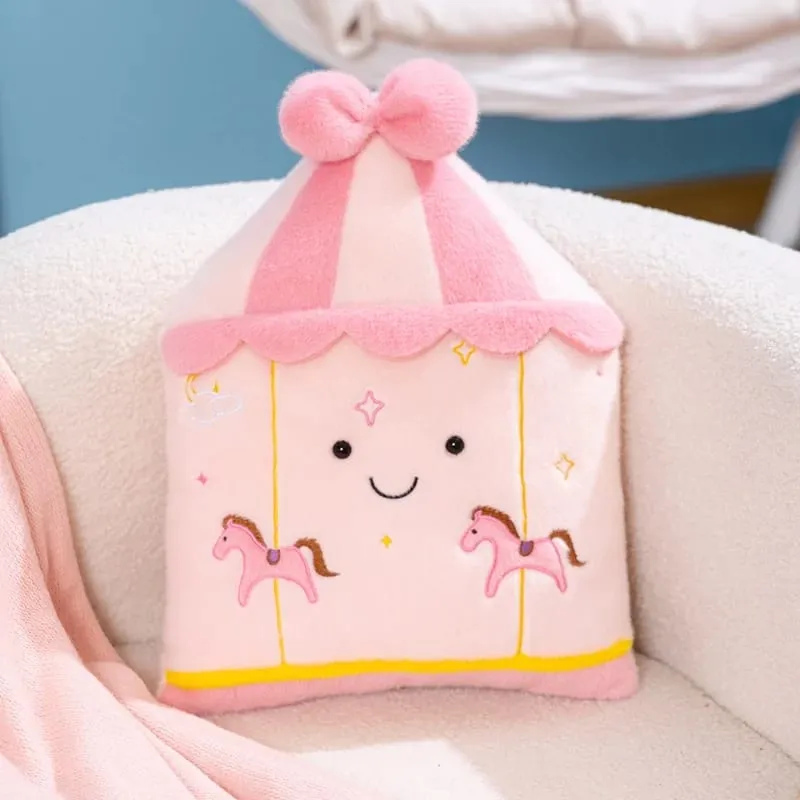 Cute Amusement Park Themed Plush Toy Fluffy Carousel Ferris Wheel Shaped Throw Pillow Sofa Cushion Home Decor — image 9