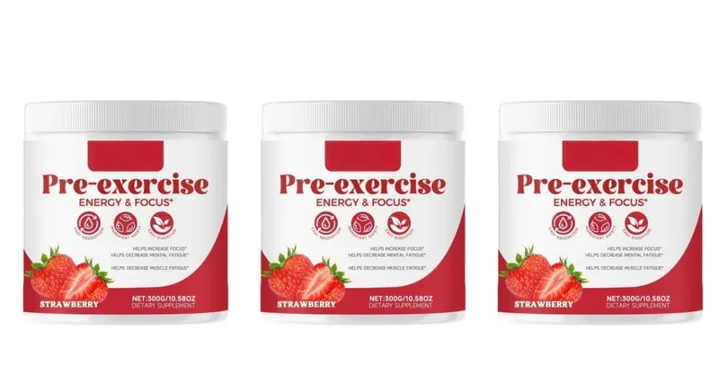 Pre-Workout Powder Energy and Focus Support Support Muscle Recovery Strawberry Flavor Daily Health Care 300g