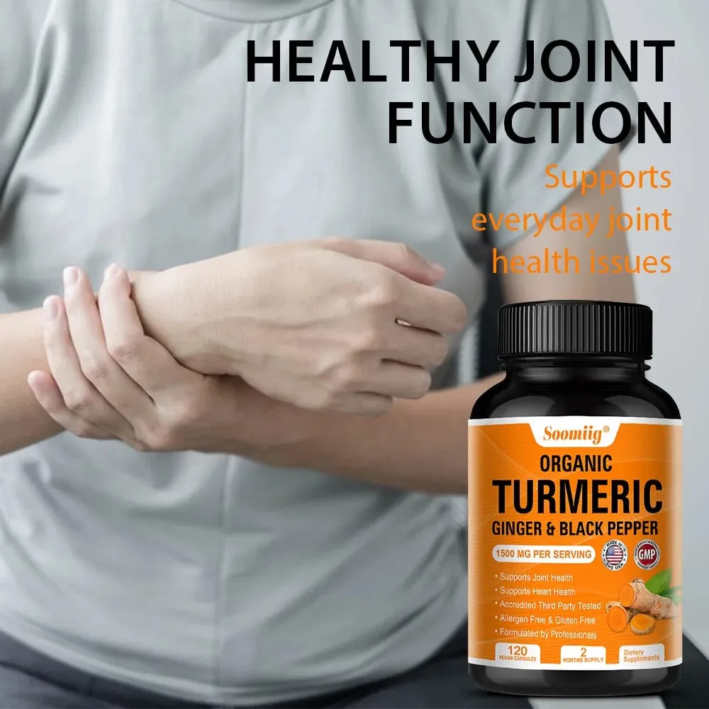 Turmeric Curcumin with Black Pepper Extract 1500mg Joint & Immune Health Support - High Absorption Turmeric Supplement NON-GMO