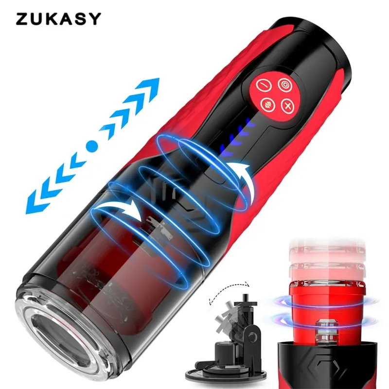 Telescopic Male Masturbator Automatic Mastubator Cup for Men 7 Thrusting Rotating Modes Penis Pump Piston Blowjob Sex Machine