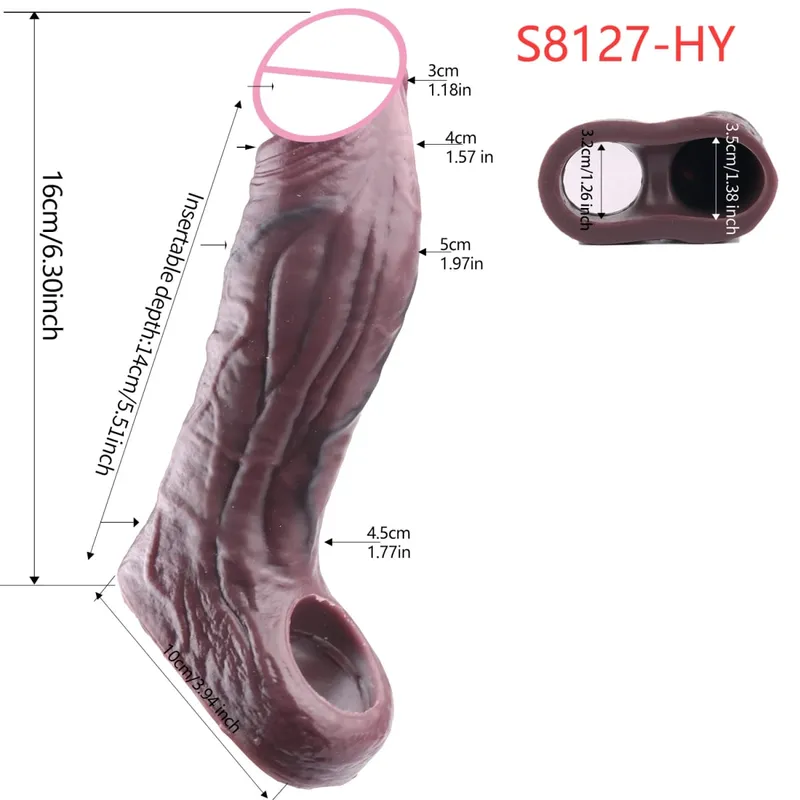 Close Head Realistic Penis Sleeve Sex Toys for Men Delay Ejaculation Dick Extender For Couples Sex Pleasure Sexshop