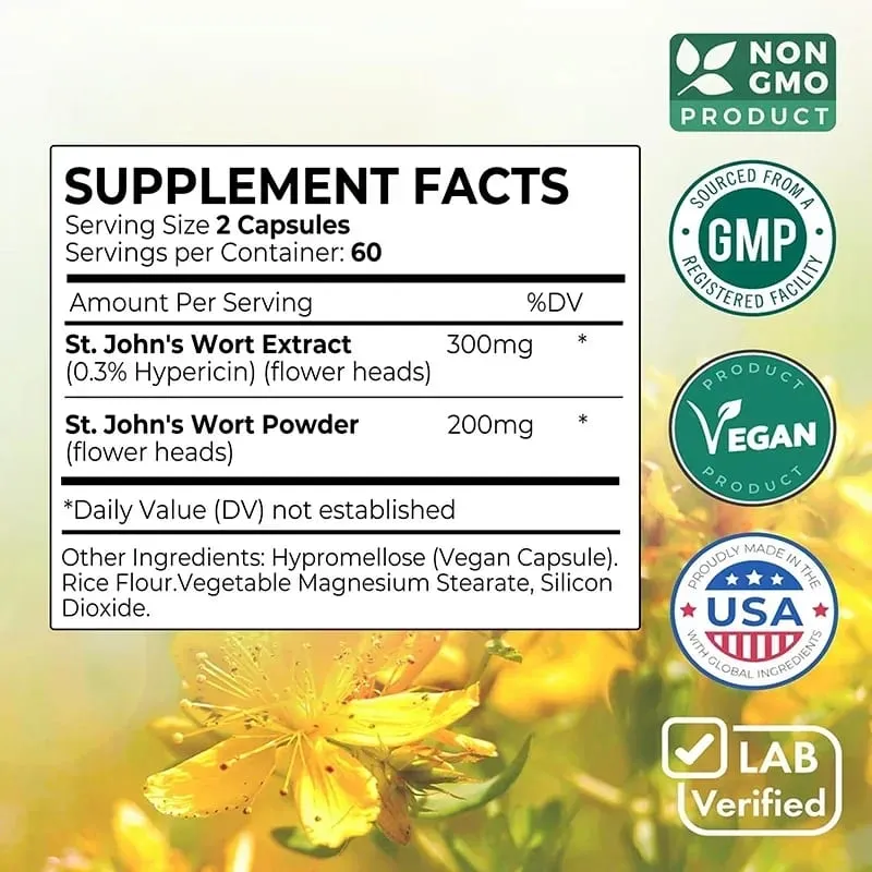 St. John's Wort - Relaxation Supplement That Helps Soothe The Nervous System Relieve Stress Improve Mood and Regulate Sleep