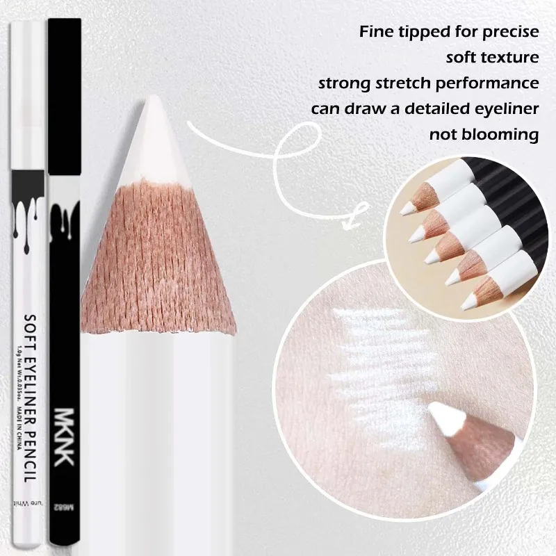 1/12pcs White Eyeliner Makeup Lasting Smooth Easy To Wear Eyes Brightener Waterproof Fashion Eyes Liner Pencils Eye Makeup Tools