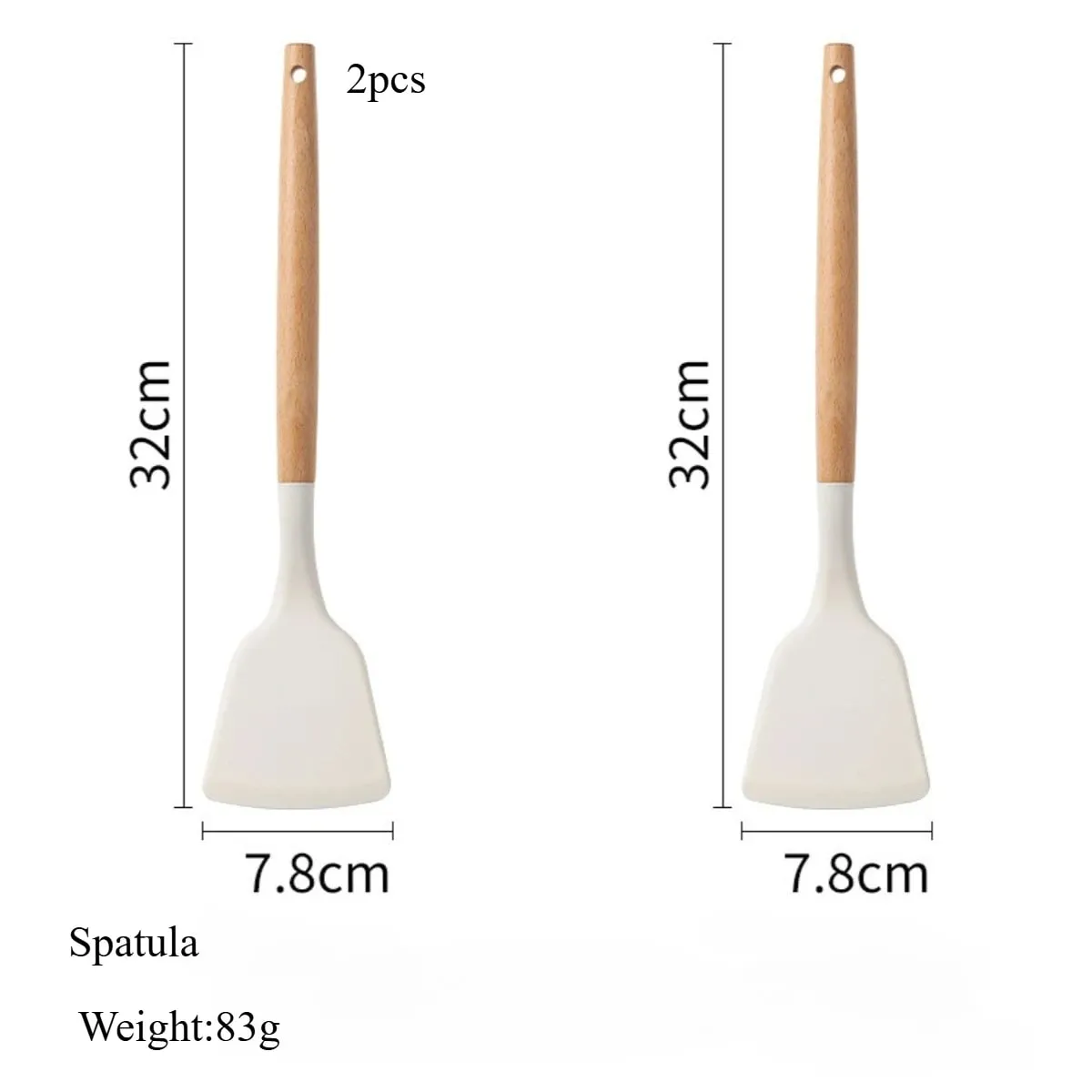 2/12Pcs White Silicone Kitchen Utensils Set with Wooden Handle Cookware Spatula Heat Resistant Non-stick Kitchen Cooking Tools — image 10
