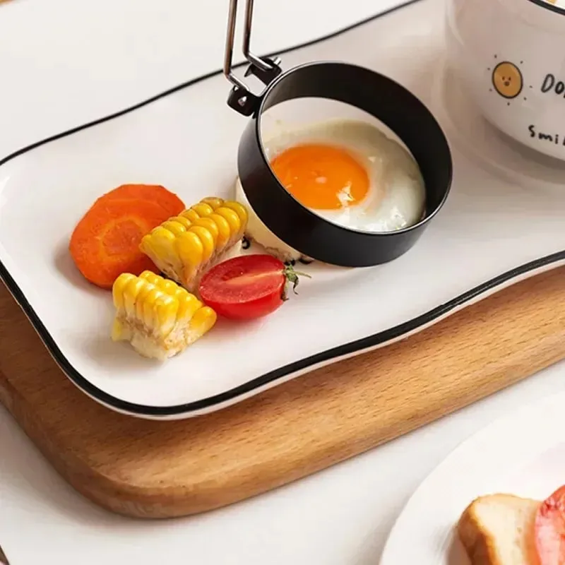 Foldable Fried Egg Tool Stainless Steel Egg Mold with Anti-Scald Silicone Handle Durable Non-stick Omelet Kitchen Accessories