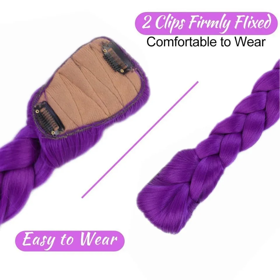 26Inch Synthetic BB clip Braids Hair Extensions Purple Hair For Box Braid For Women Halloween Christmas New Year Carnival Music