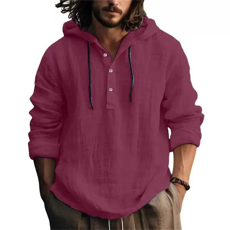 2025 New Men's Casual Blouse Cotton Linen Shirt Loose Tops Long Sleeve Tee Shirt Spring Autumn Casual Men's Shirts