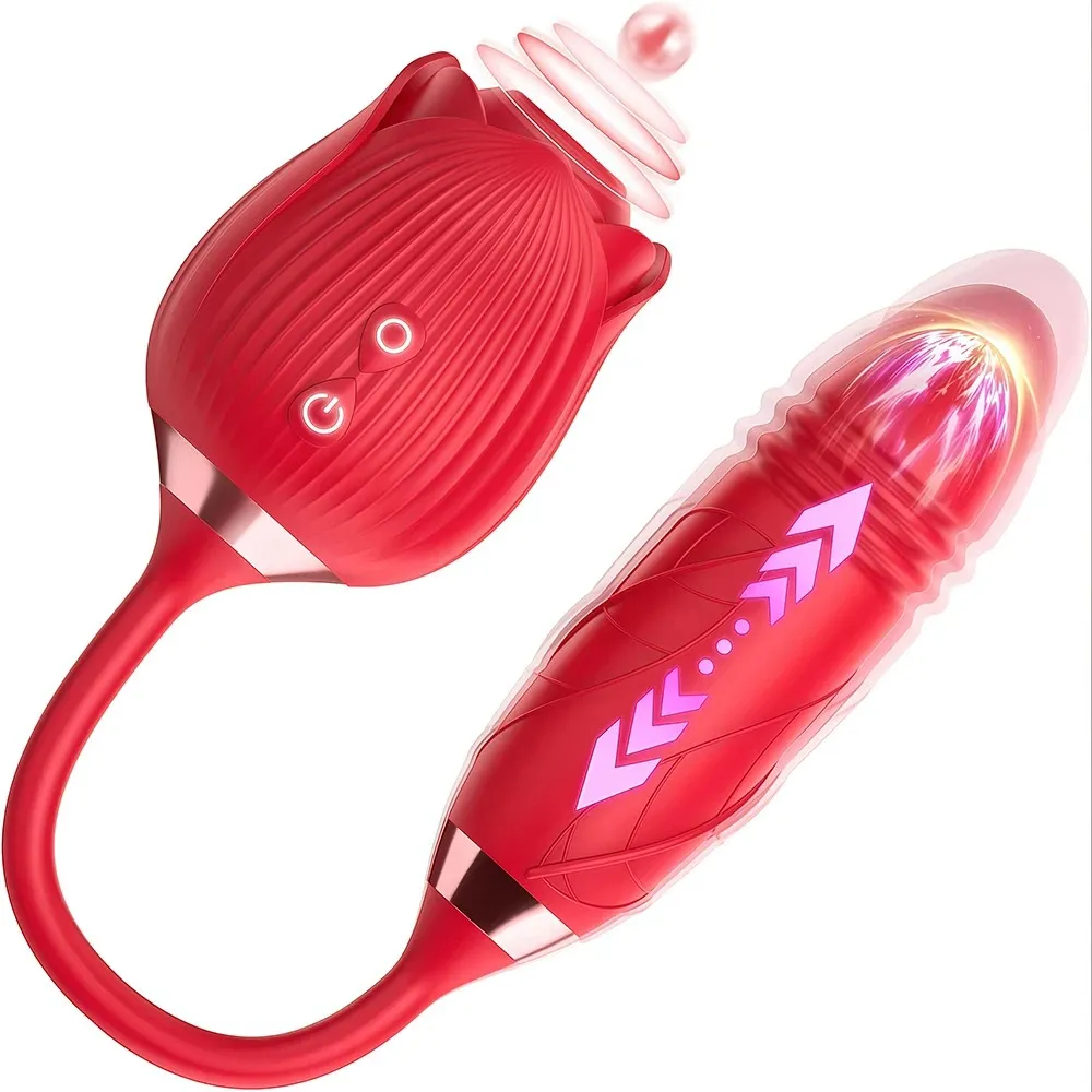 3in1 Thrusting Anal Vibrator Female Rose Sucking Clitoris Stimulator Dildo Licking Vagin Massager Masturbator Sex Toys for Women — image 1