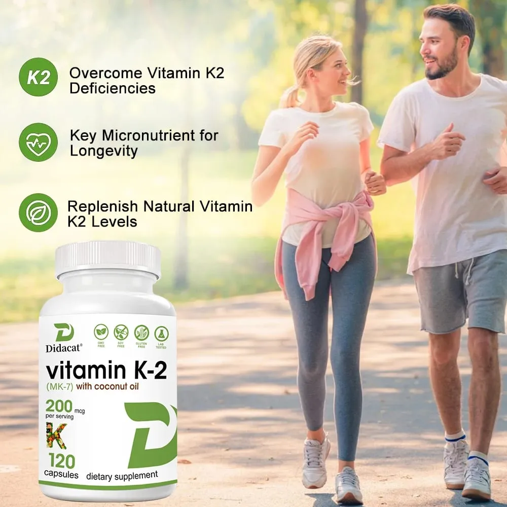 Vitamin K2 (MK-7) 200mcg Softgels Easily Absorbed Vitamin K Supplement - Bone Joint & Immune Support - Non-GMO Certified