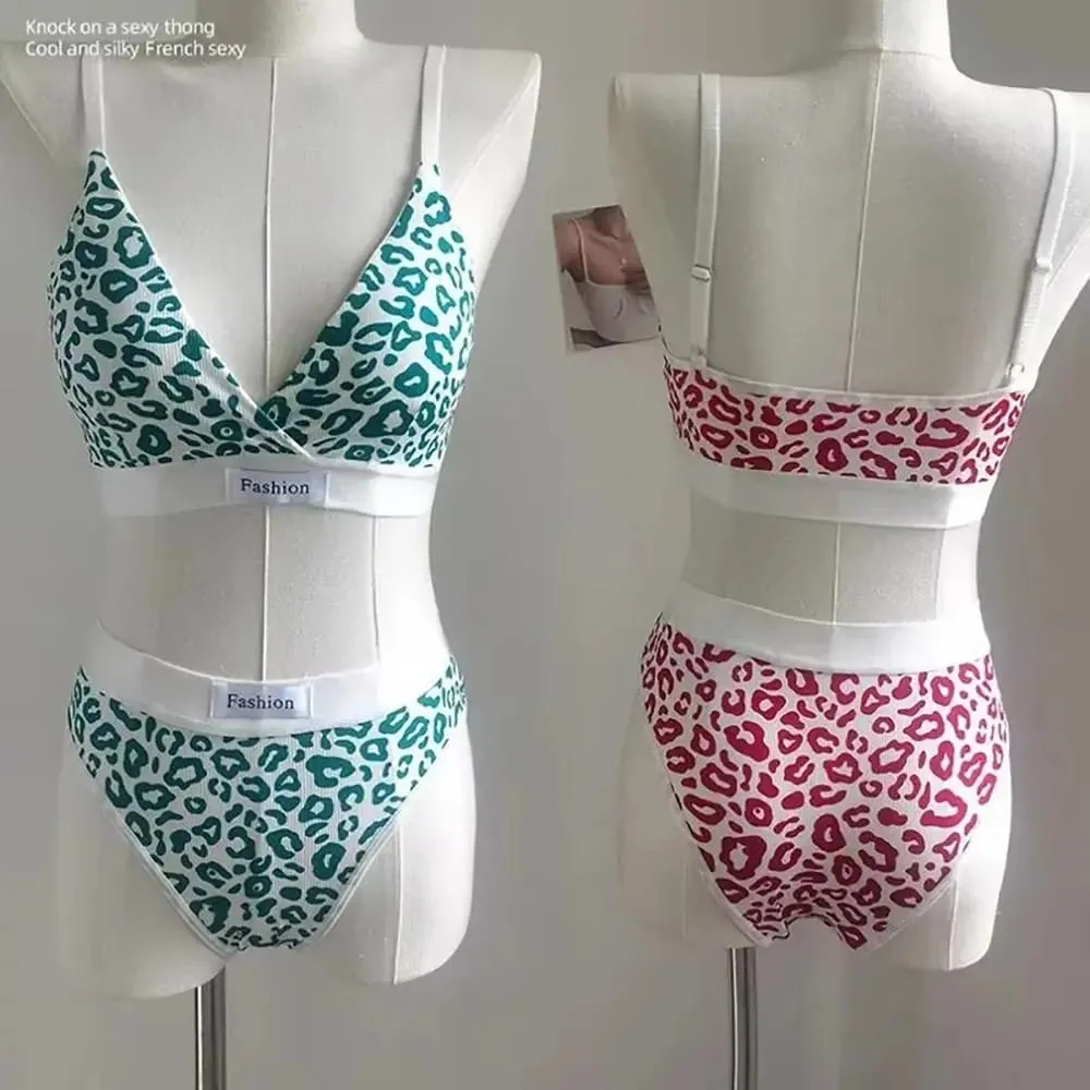 1Set Adjustable Shoulder Strap Seamless Bra Set Traceless Cotton Underwear Set Non-wire Low Waist Panties Sexy Lingerie Set