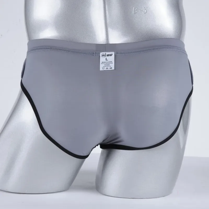 Men's Erotic Briefs Elephant Nose Open Sheath Bikini Gay Sexy Thin Ice Silk Penis Bulge Separate Elastic Quick Dry Sports Tangas