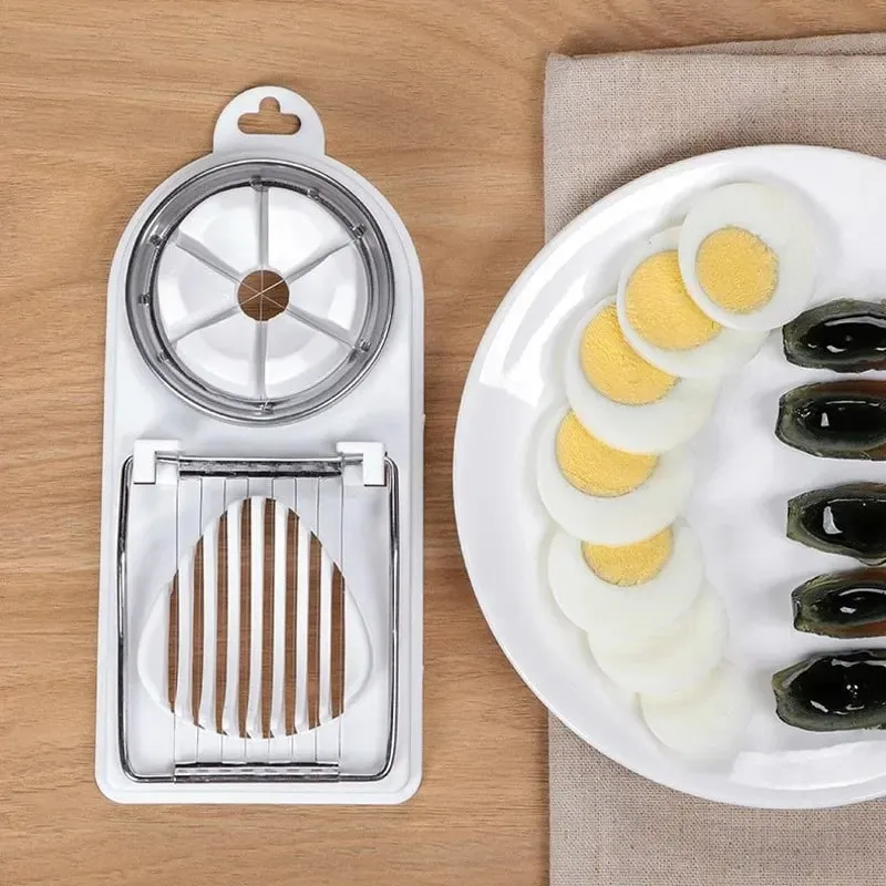 Multi Functional Egg Cutting Artifact Kitchen Household Stainless Steel Cutter Preserved Eggs Divider Two in One Egg Cutter — image 3