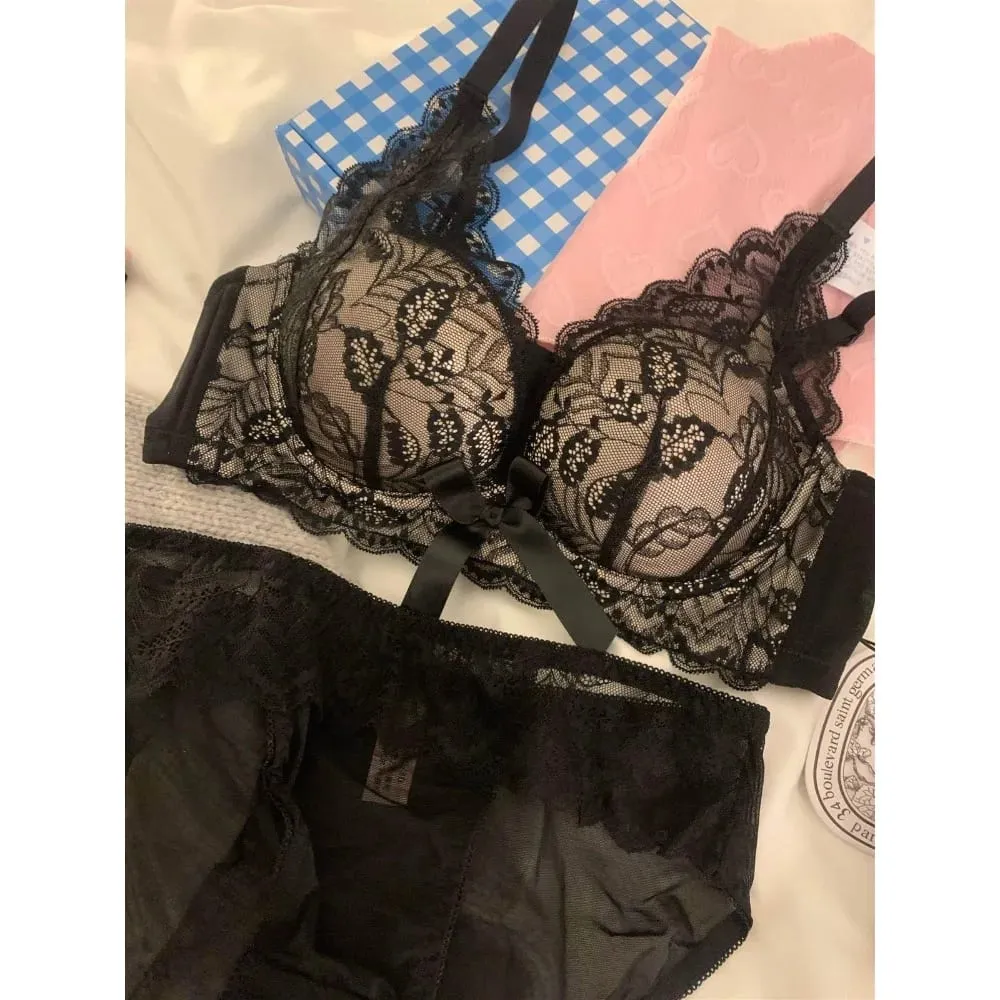Hot Selling Wireless Lace Bra Women Small Bust Thick Padded Push Up Lift Anti Sag Side Support Sexy Lingerie 32‑38 AB