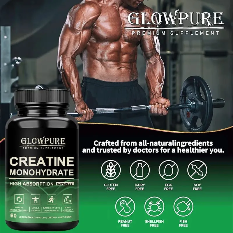 Creatine Monohydrate Capsules for Enhance Muscle Mass Strength & Performance Improvement Workout Recovery Mass Gainer