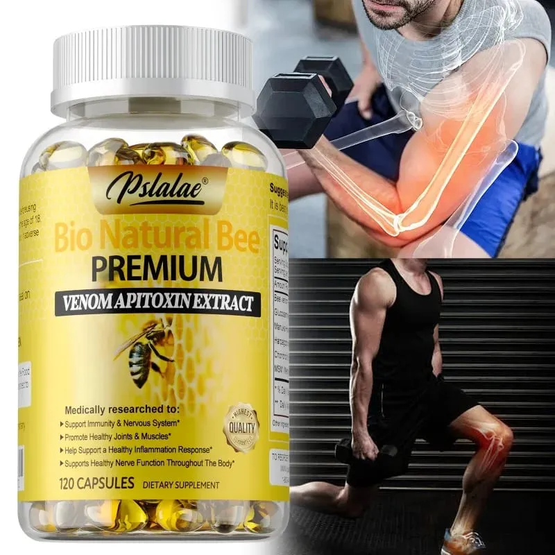Natural Bee Venom Extract Capsules - Glucosamine Chondroitin Supplement Relieves Joint Pain and Stiffness Promotes Bone Health