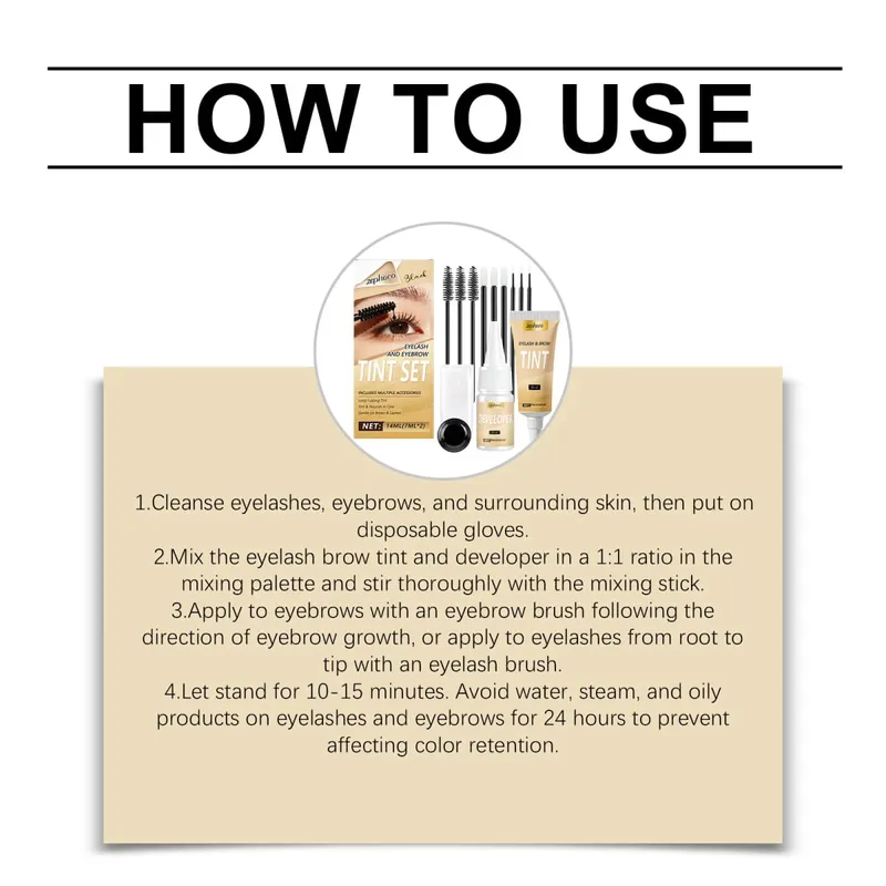 2-in-1 Lash and Brow Tint Kit Professional DIY Semi-Permanent Eyelash Eyebrow Color Dye Set Home Salon Use Intense Black 1 Set