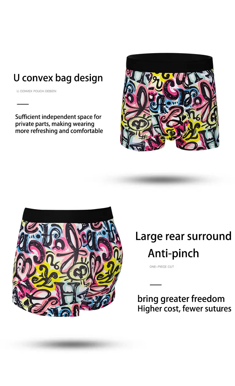 10-pack fashionable men's boxer shorts, comfortable, soft, fashionable, printed, casual and versatile men's underwear 3256808732946334