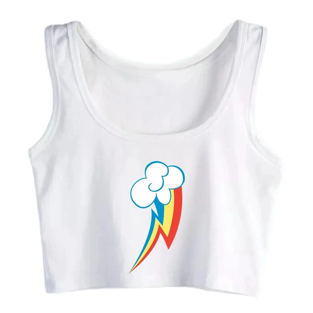Rainbow Dash Graphics Cutie Sexy Slim Crop Top Street Fashion Funny Rock Tank Tops Girl' Cotton Sports Fitness Training Camisole
