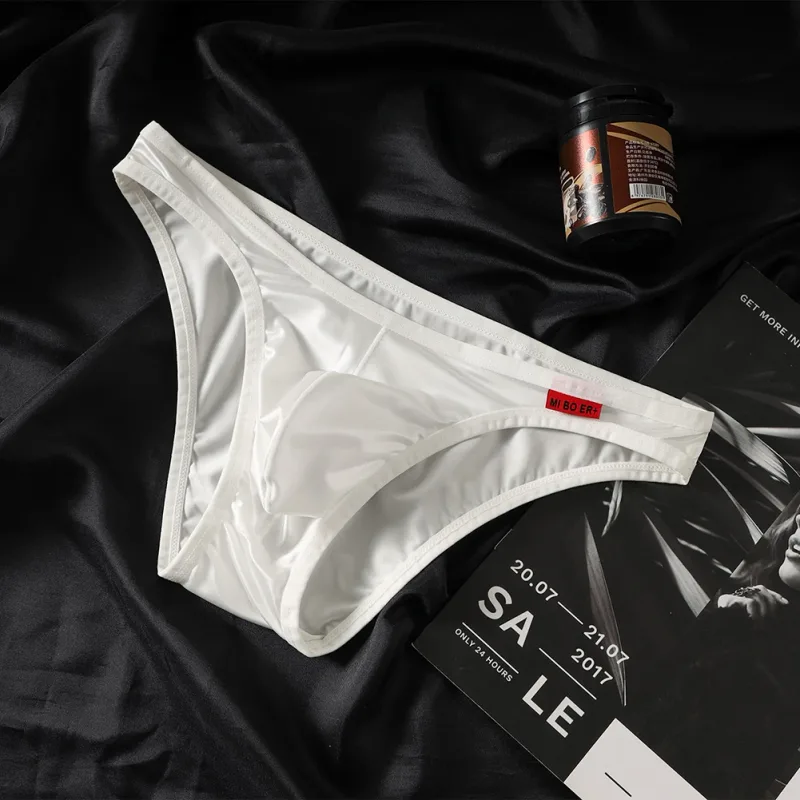 Mga Lalaking Satin-like Bikini Ice Silk Stretch Brief Pouch Lingerie Breathable Panties Seamless Underpants Japanese Thongs