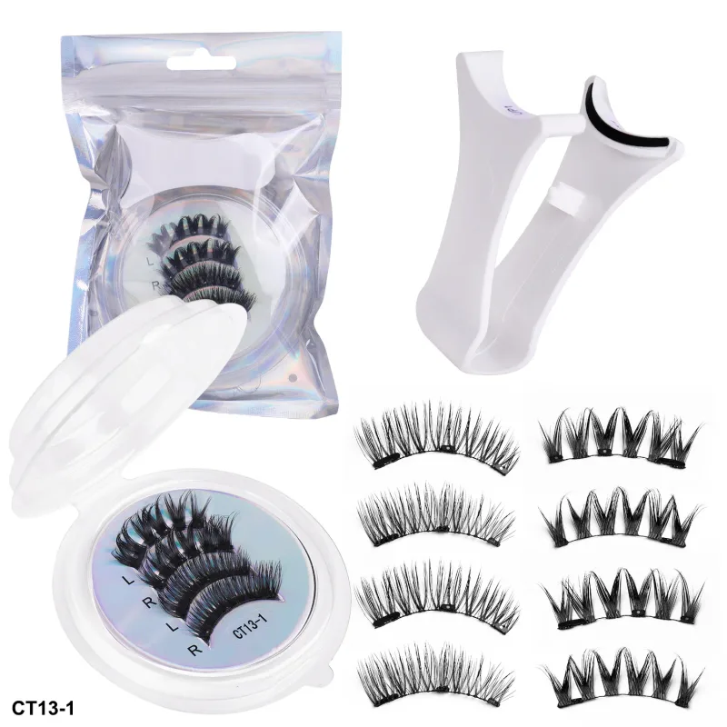 2Pairs Magnetic Eyelashes Thick Cat False Eye Lashes Makeup Set Reusable Glue-free Flully and Curly Customized And Wholesale
